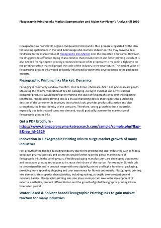 Flexographic Printing Inks Market Segmentation and Major Key Player’s Analysis t