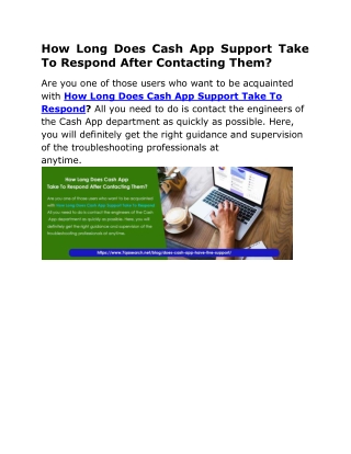 How Long Does Cash App Support Take To Respond After Contacting The