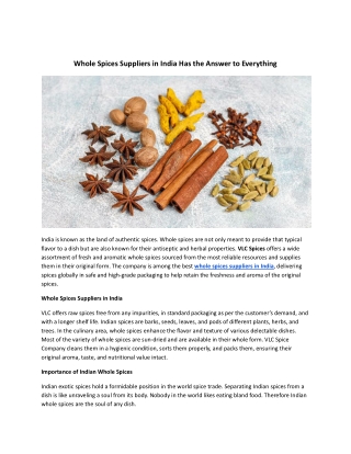 Whole Spices Suppliers in India Has the Answer to Everything