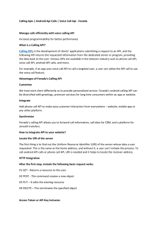 Calling Apis | Android Api Calls | Voice Call Api - Fonada