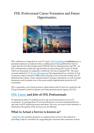ITIL Professional Career Formation and Future Opportunities