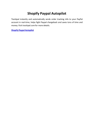 Shopify Paypal Autopilot