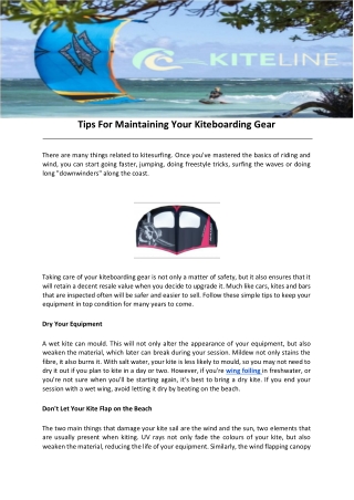 Tips For Maintaining Your Kiteboarding Gear