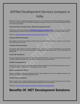 ASP.Net Development Services company in India.