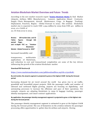 Aviation Blockchain Market Overview and Future Trends