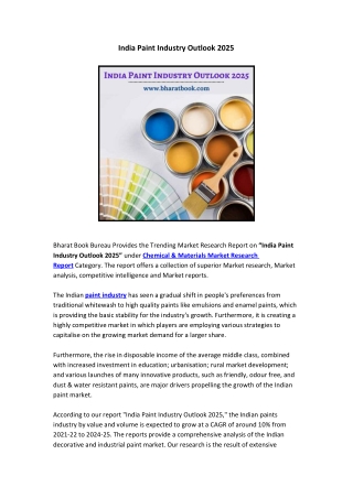 India Paint Industry Outlook 2025