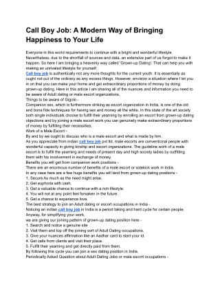 Call Boy Job_ A Modern Way of Bringing Happiness to Your Life