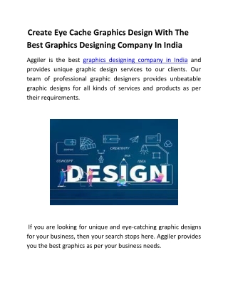 Create Eye Cache Graphics Design With The Best Graphics Designing Company In India