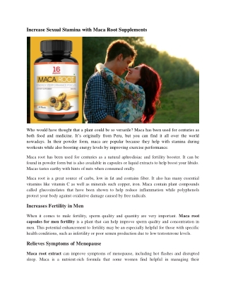 Increase Sexual Stamina with Maca Root Supplements