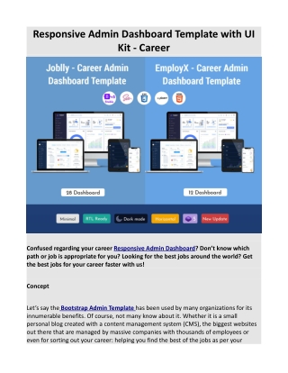 Responsive Admin Dashboard Template with UI Kit - Career