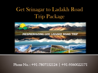 Get Srinagar to Ladakh Road Trip Package