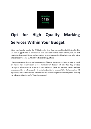 Opt for High Quality Marking Services Within Your Budget