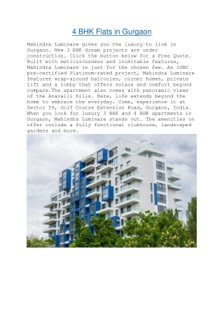 4 BHK Flats in Gurgaon