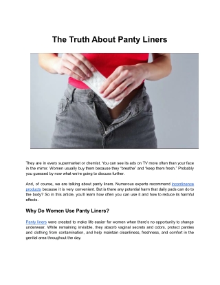 The Truth About Panty Liners