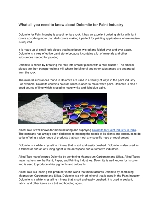 What all you need to know about Dolomite for Paint Industry