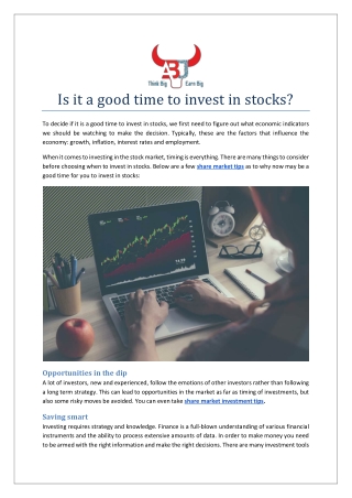 Is it a good time to invest in stocks
