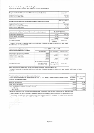 SCMS Bengaluru UG Fee Approval Letter-2022-23