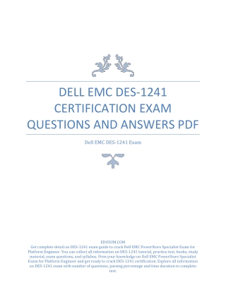 Dell EMC DES-1241 Certification Exam Questions and Answers PDF