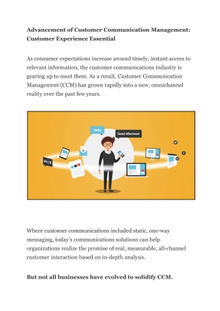 Advancement of Customer Communication Management Customer Experience Essential