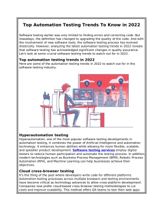 Top Automation Testing Trends To Know in 2022