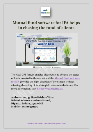 Mutual fund software for IFA helps in chasing the fund of clients
