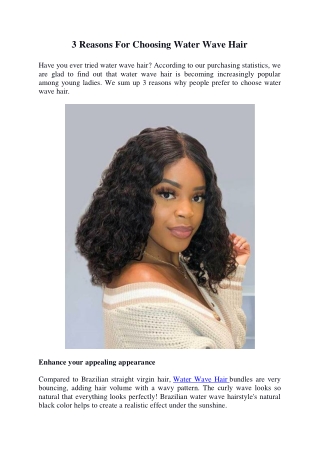 3 Reasons For Choosing Water Wave Hair