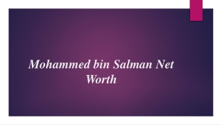 Mohammed bin Salman Net Worth
