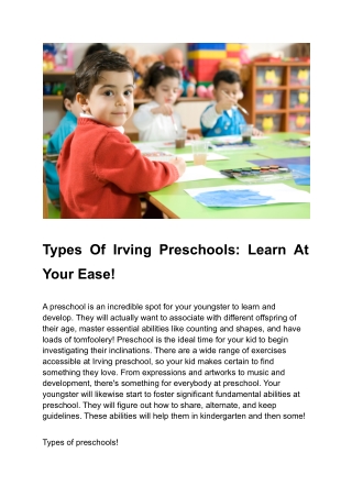 Types Of Irving Preschools_ Learn At Your Ease