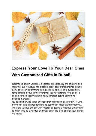 Express Your Love To Your Dear Ones With Customized Gifts In Dubai