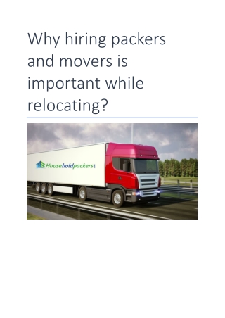 Why hiring packers and movers is important while relocating?
