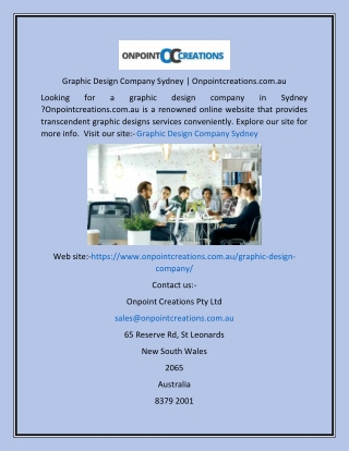 Graphic Design Company Sydney  Onpointcreations.com