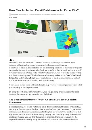 1How Can An Indian Email Database In An Excel File