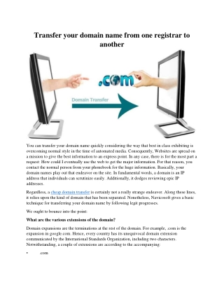 Transfer your domain name from one registrar to another