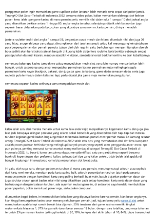 Jenis Cuplikan Permainan Kasino Terang4d Slot Gacor Terbaik Di Indonesia 2022 Te