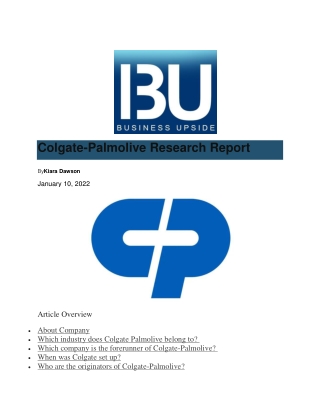 Colgate-Palmolive Research Report