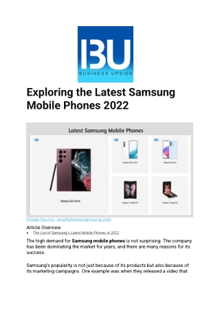 Exploring the Latest Samsung Mobile Phones 2022