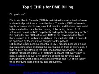 Top 5 EHR's for DME Billing