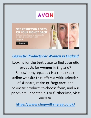 Cosmetic Products For Women In England | Shopwithmyrep.co.uk
