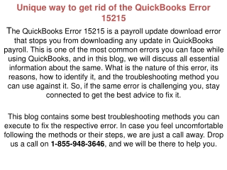 Unique way to get rid of the QuickBooks Error 15215