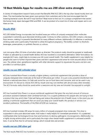 9 Signs You're a results rna acs 200 silver extra strength Expert