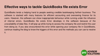 Effective and efficient methods exist for handling QuickBooks file errors