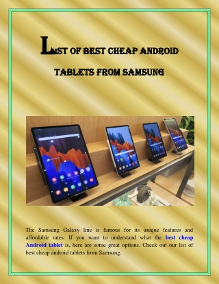 List Of Best Cheap Android Tablets From Samsung