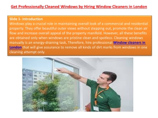 Get Professionally Cleaned Windows by Hiring Window Cleaners in London