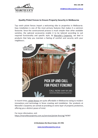 Quality Picket Fences to Ensure Property Security in Melbourne