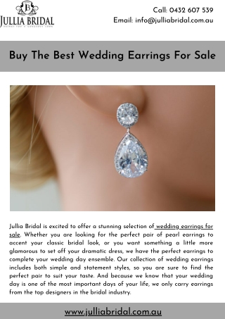 Buy The Best Wedding Earrings For Sale