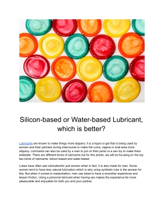 Silicon-based or Water-based Lubricant, which is better?
