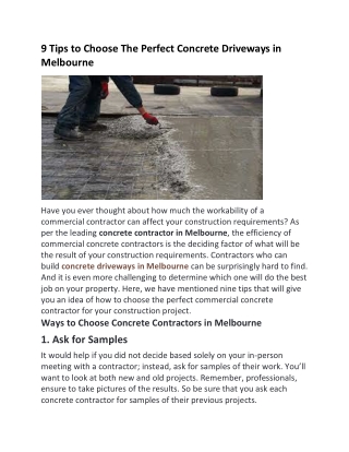 9 Tips to Choose The Perfect Concrete Driveways in Melbourne
