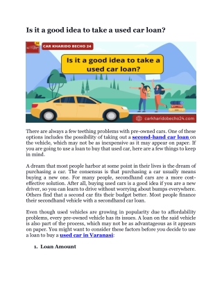 Is it a good idea to take a used car loan