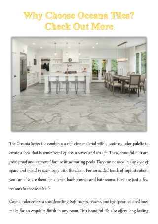 Why Choose Oceana Tiles? Check Out More