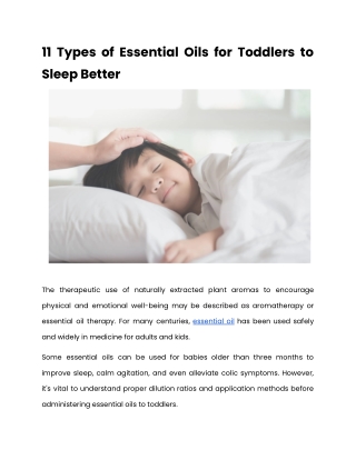 11 Types of Essential Oils for Toddlers to Sleep Better